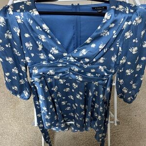 B Darlin Blue Floral Blouse